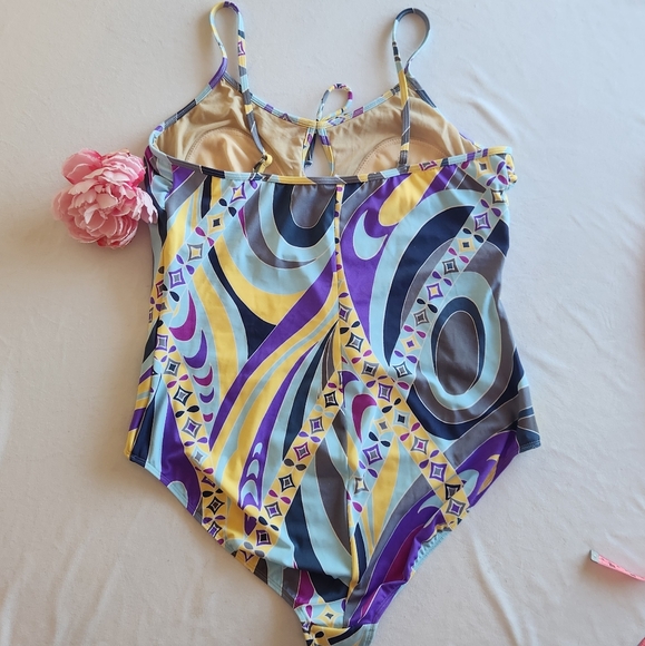 🏷️Roamans Keyhole Abstract Pattern One Piece Swimsuit 22W - Picture 3 of 9
